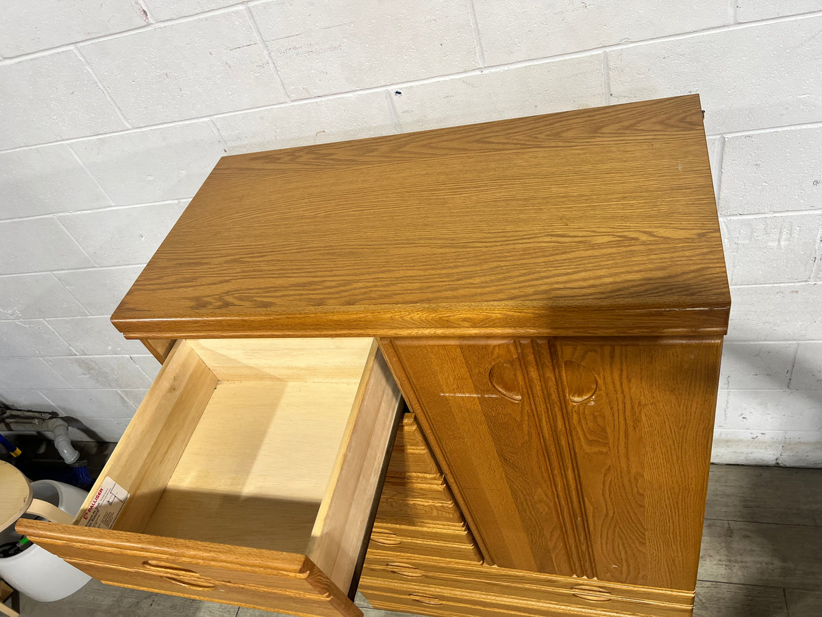 Oak Finish Highboy Chest