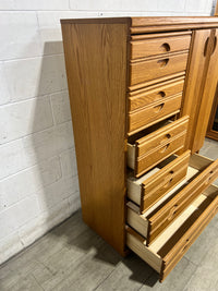 Oak Finish Highboy Chest