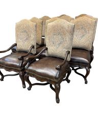 Set of 10 Thomasville Country French Leather Dining Chairs