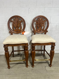 Carved Neo-Classical Bar Stool - Set of 2