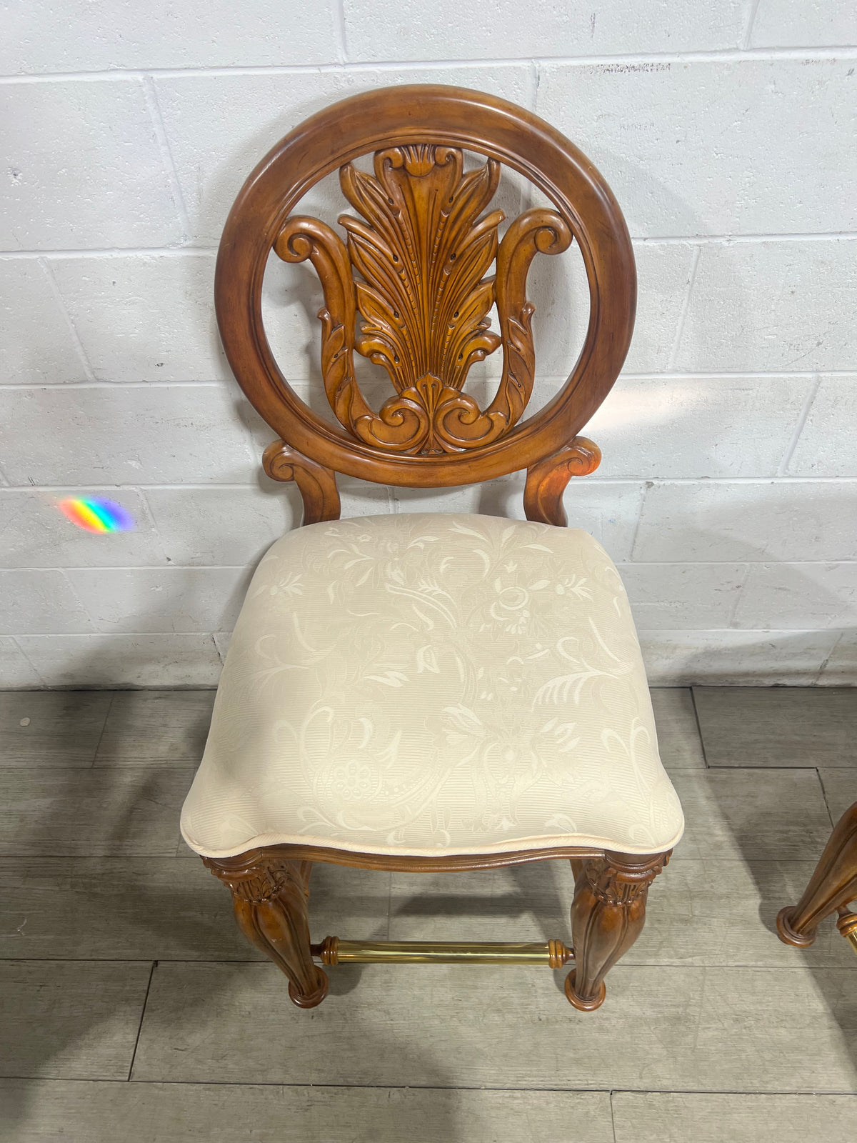 Carved Neo-Classical Bar Stool - Set of 2