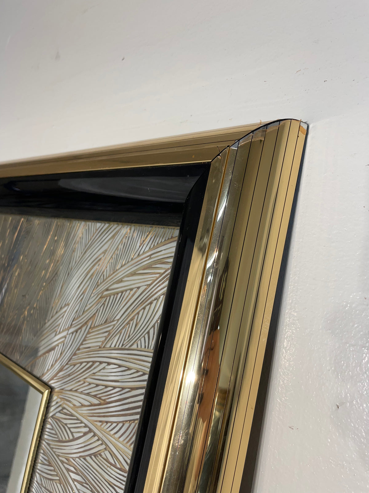 Erte "Symphony in Black" Art Mirror in Gold Frame