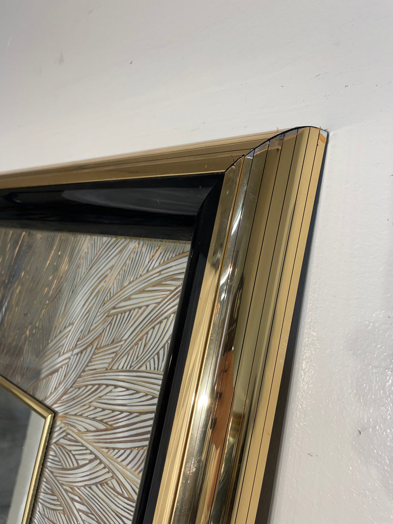 Erte "Symphony in Black" Art Mirror in Gold Frame