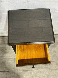 Antique Dark Wood Side Table With Glass Top