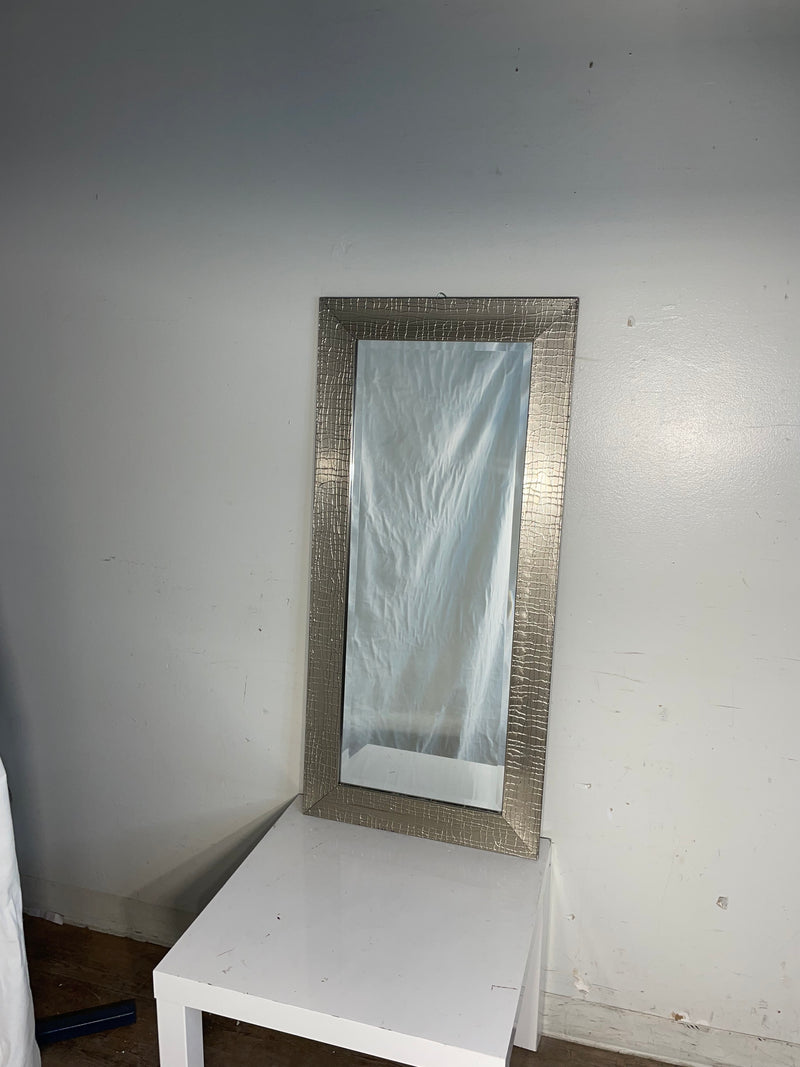 Silver Painted Textured Framed Beveled Mirror