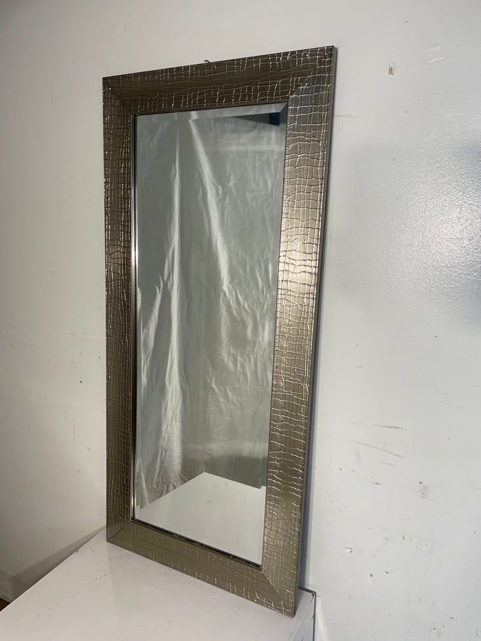 Silver Painted Textured Framed Beveled Mirror