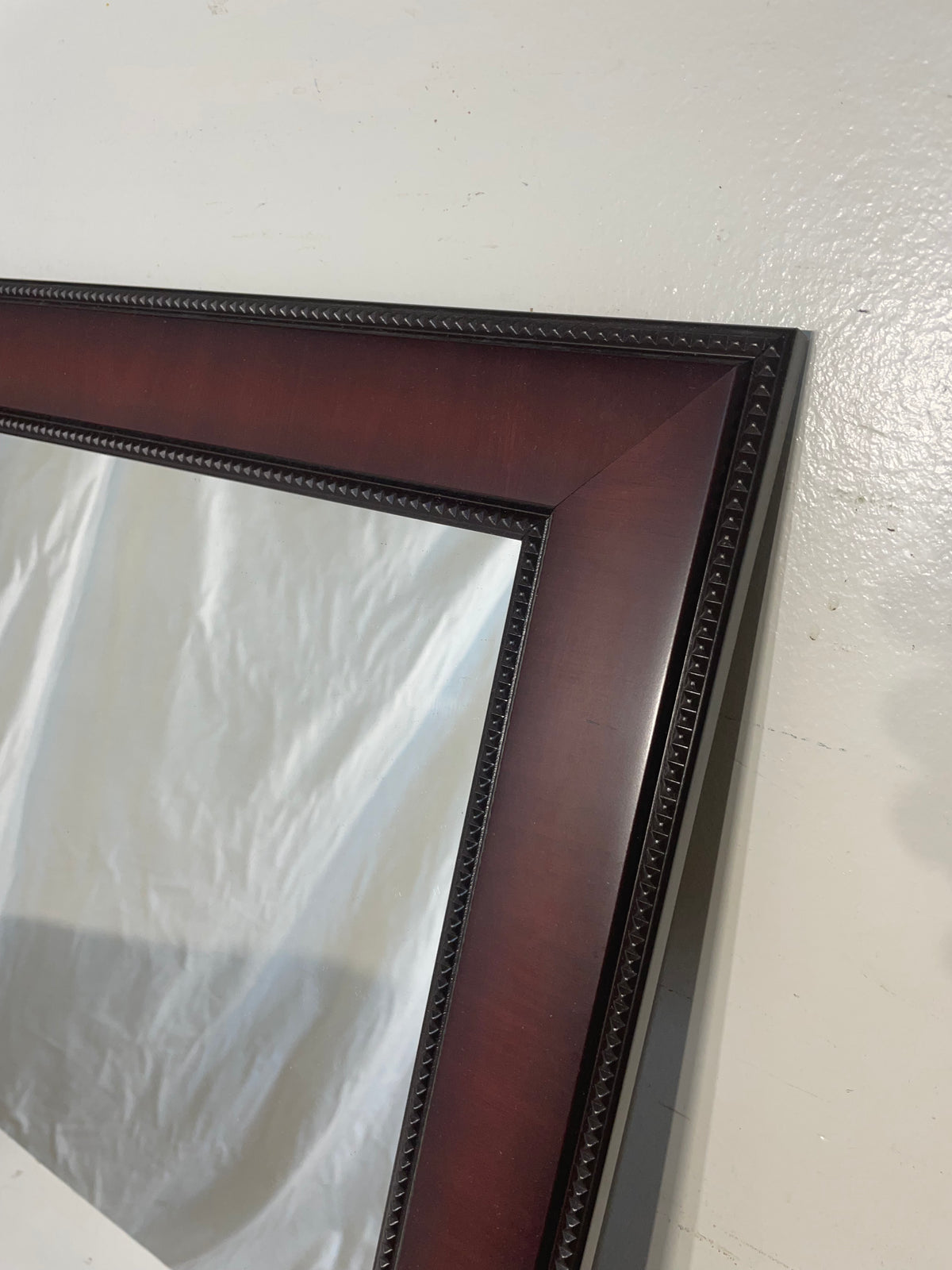 Red Wood Faux Framed Mirror