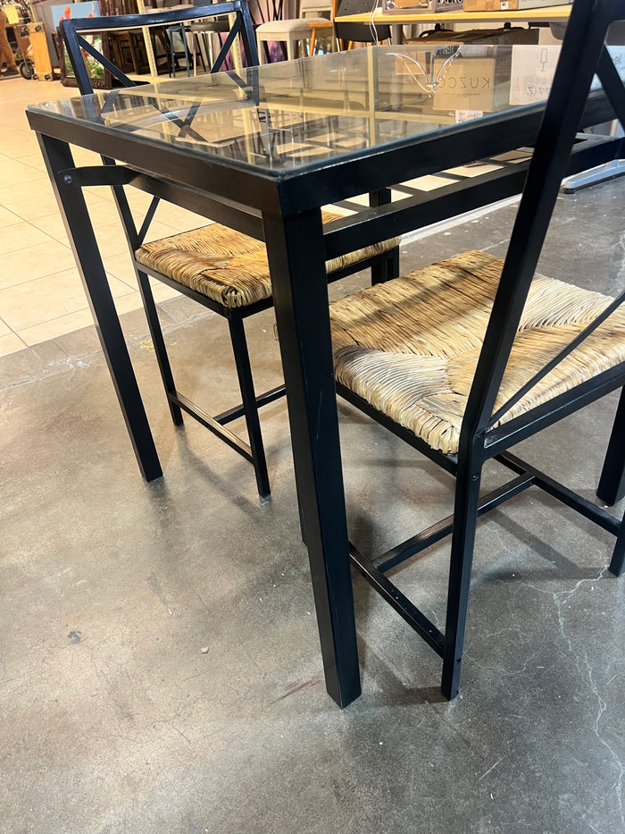 Glass and Wrought Iron Bistro Set
