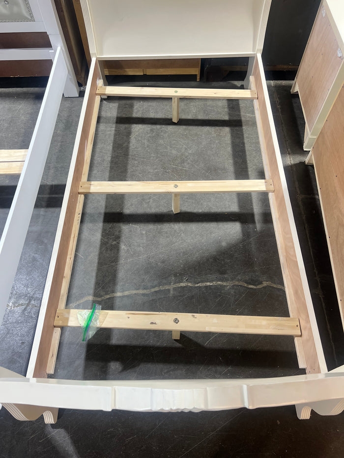 White Lacquer Sleigh Twin Bedframe