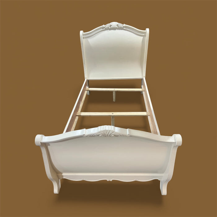 White Lacquer Sleigh Twin Bedframe