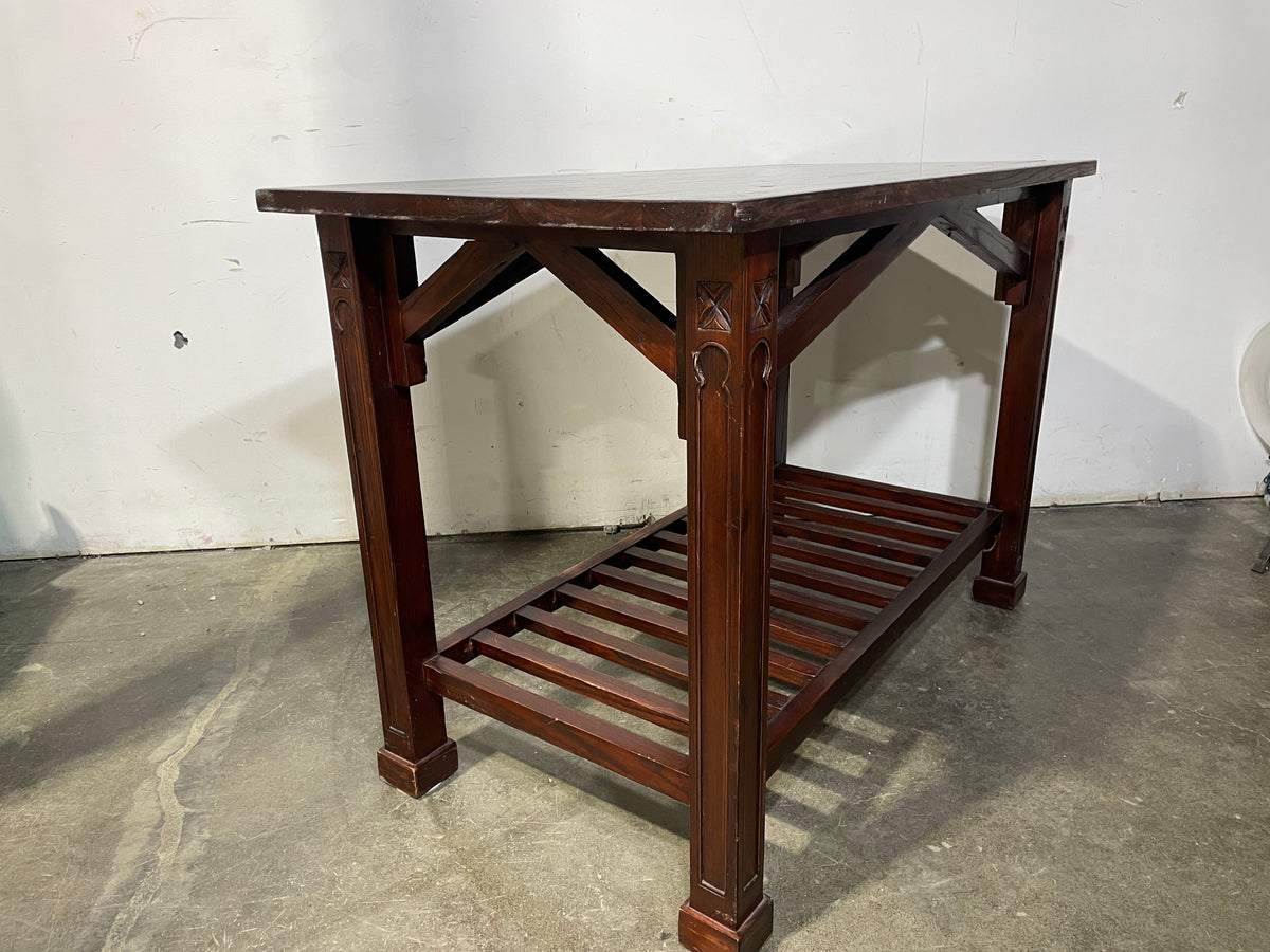 Solid Pine Carved Accent Table
