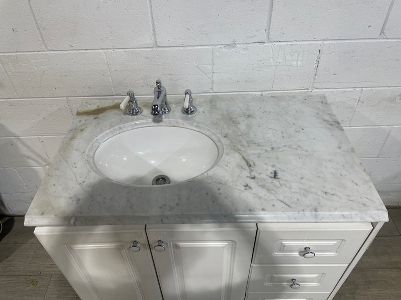 Marble Top Single Vanity with Faucet