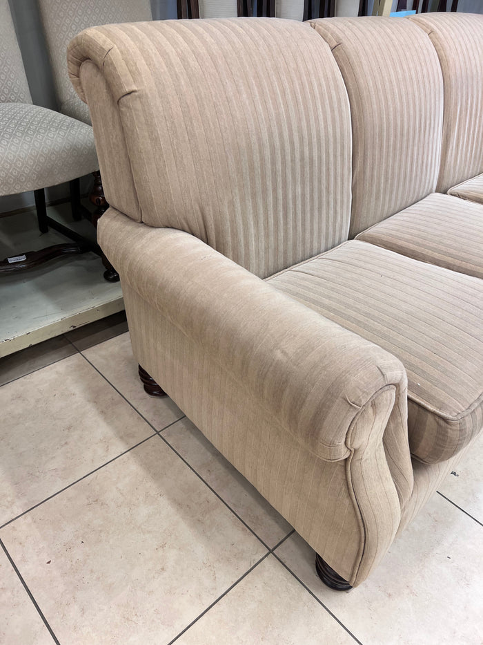 Neutral Stripe Traditional 3-Seater Sofa