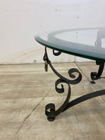 Round Glass Charcoal Wrought Iron Coffee Table