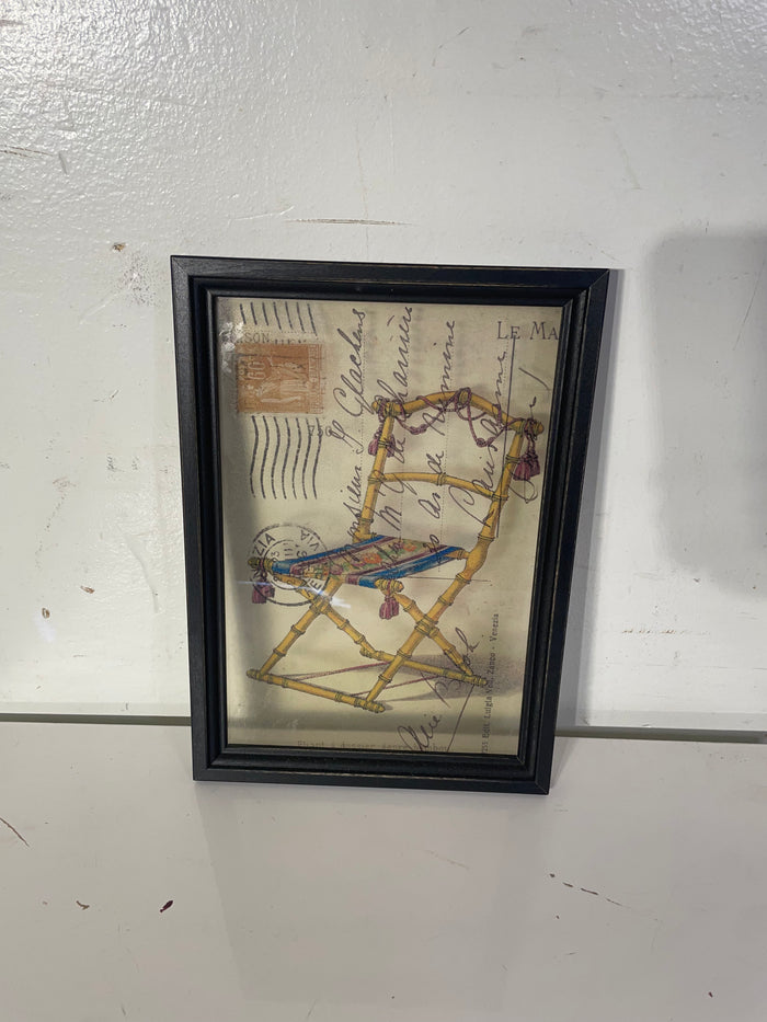 Framed Glass Art - Patterned Rattan Chair