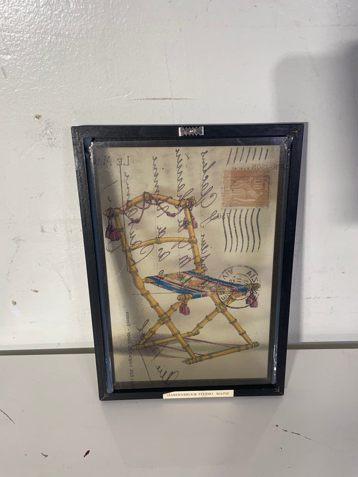 Framed Glass Art - Patterned Rattan Chair