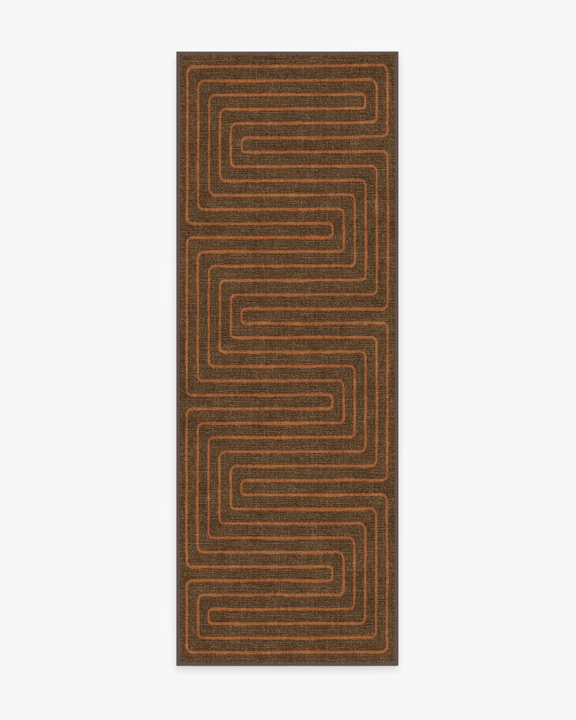 Jonathan Adler Labyrinth Brown & Orange Rug 2.5' x 7'