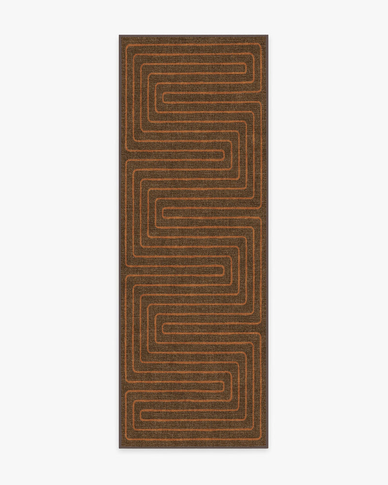 Jonathan Adler Labyrinth Brown & Orange Rug 2.5' x 7'