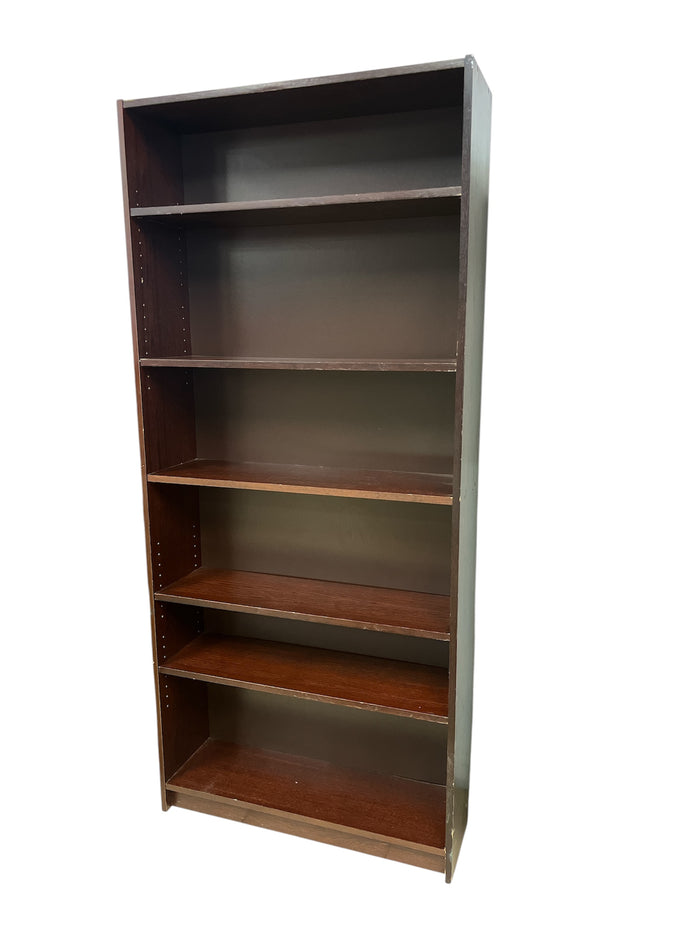 Tall Red Tone Wooden Bookcase