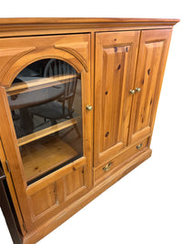 Pine Tone Media Cabinet with Glass Panel