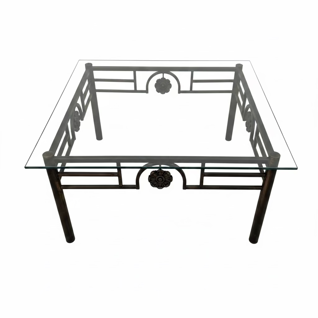 Art Deco Style Square Wrought Iron Coffee Table