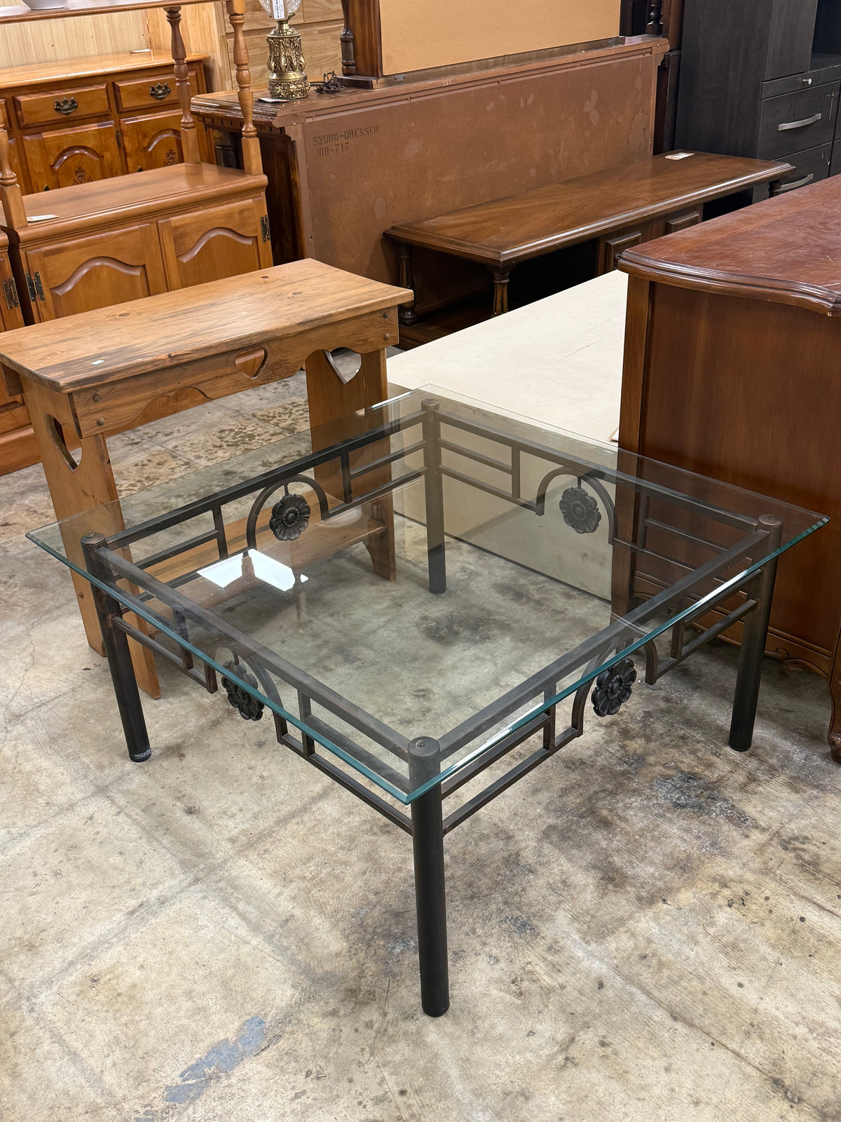 Art Deco Style Square Wrought Iron Coffee Table