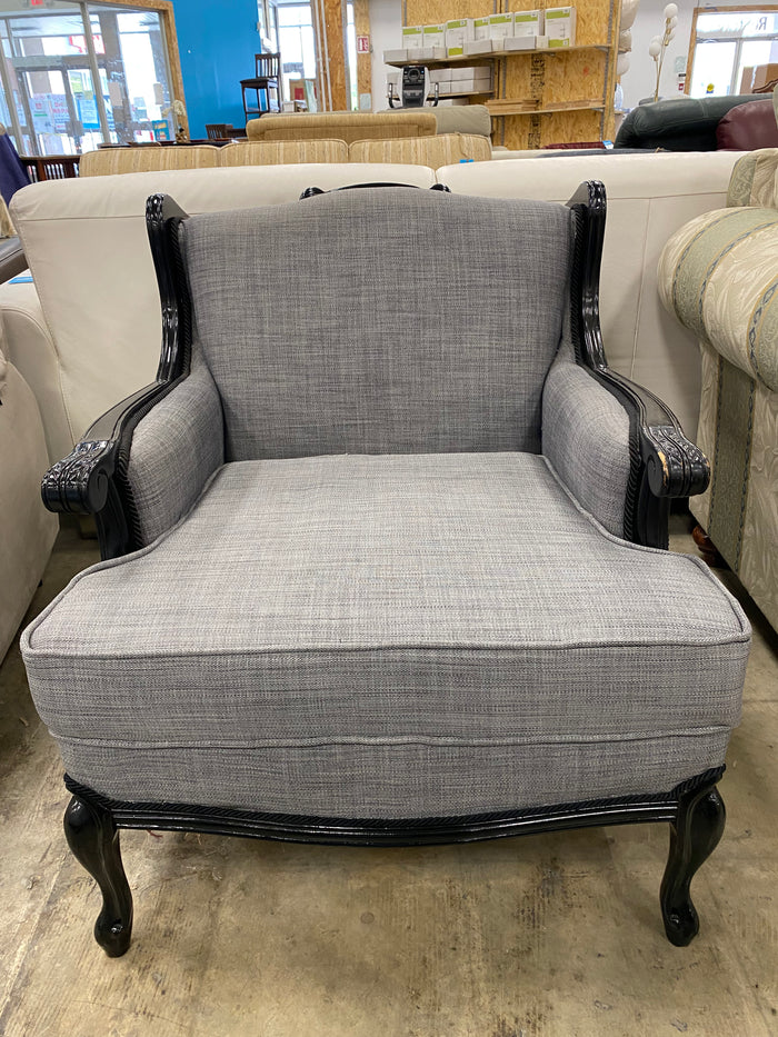 French Country Grey Upholstered Armchair