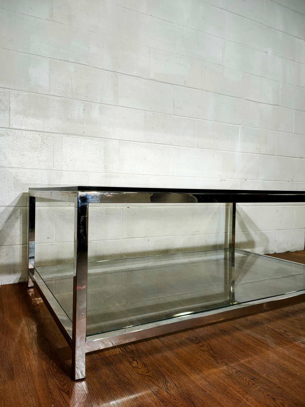 Glass Top Coffee Table With Shelf