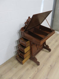 27"W Antique Victorian Davenport Writing Desk