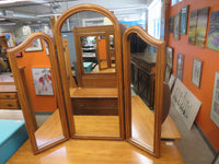 Antique light wood Vanity, Triple Mirror