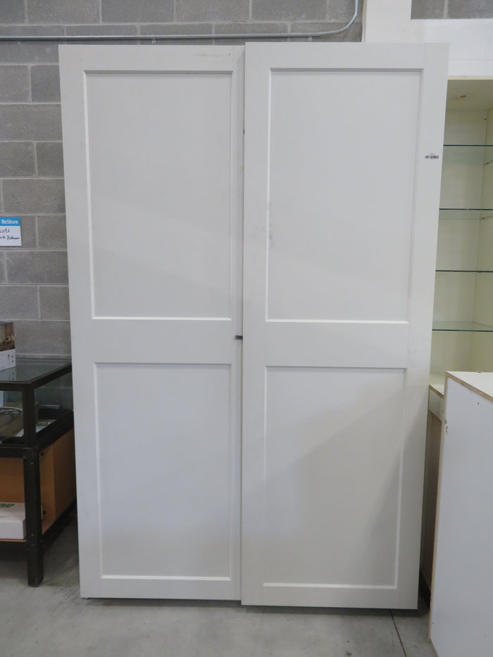 58.5"W White Armoire with Sliding Doors