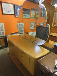 64"W Art Deco Style 5-Drawer Dresser with Mirror