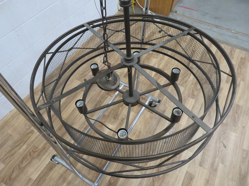 6 Light Up Chandelier with Light Brown Finish