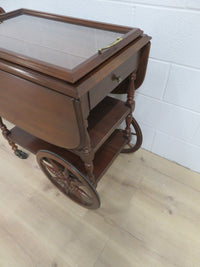 39"W Solid Wood Tea Trolley with Drop Leaves
