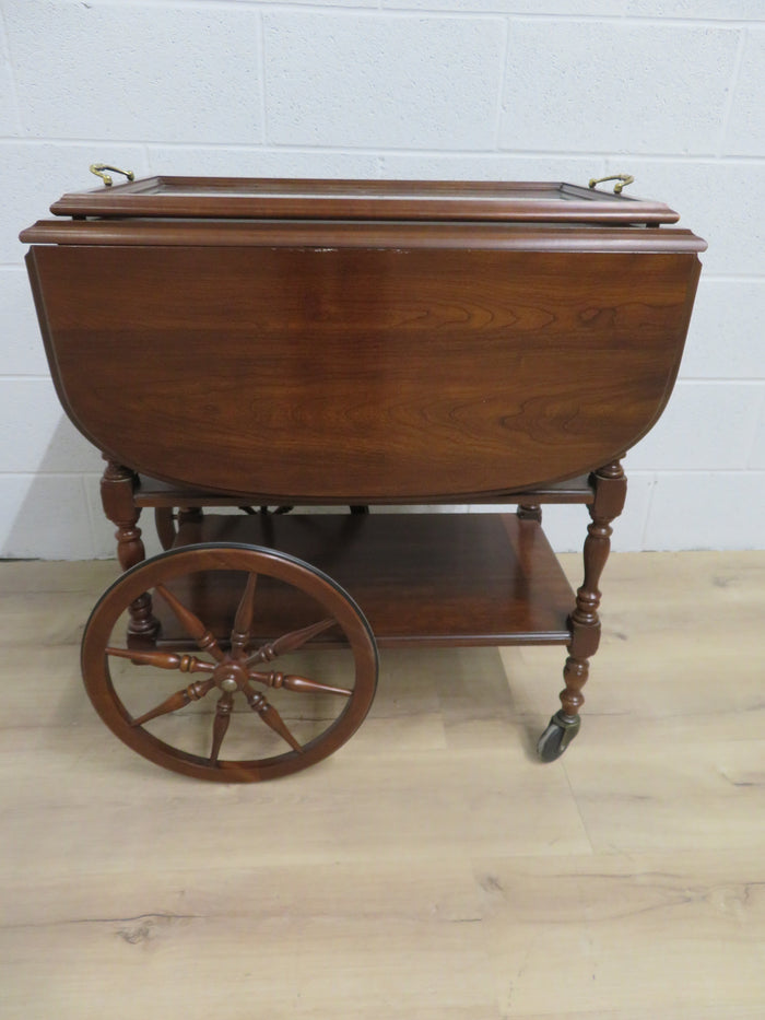 39"W Solid Wood Tea Trolley with Drop Leaves