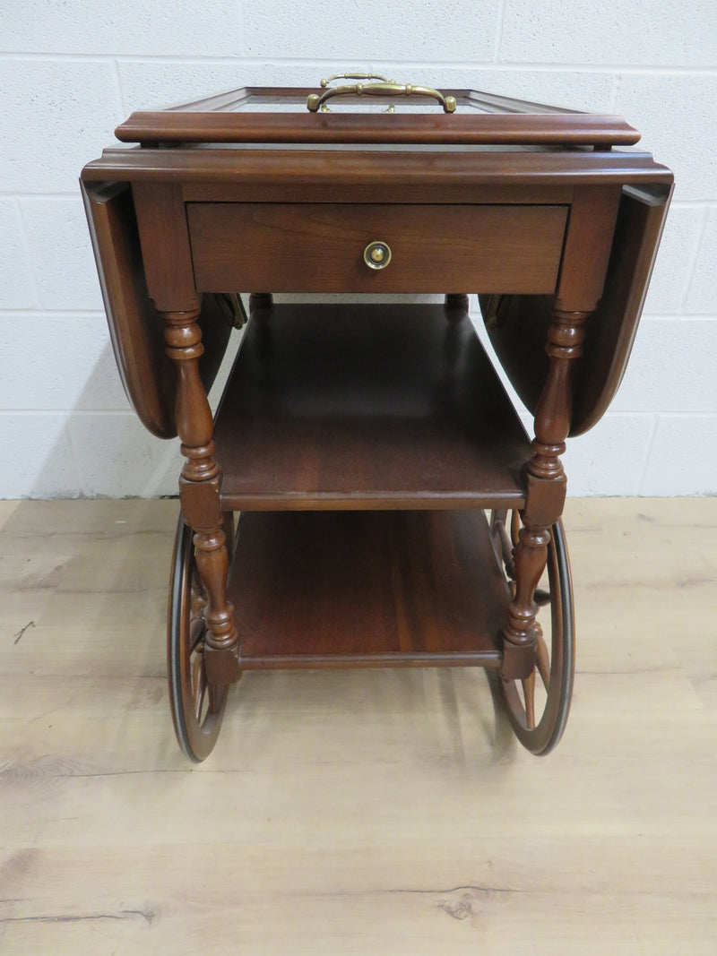 39"W Solid Wood Tea Trolley with Drop Leaves
