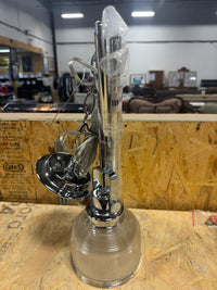 Modern Chrome Pendant Light with Textured Glass Shade