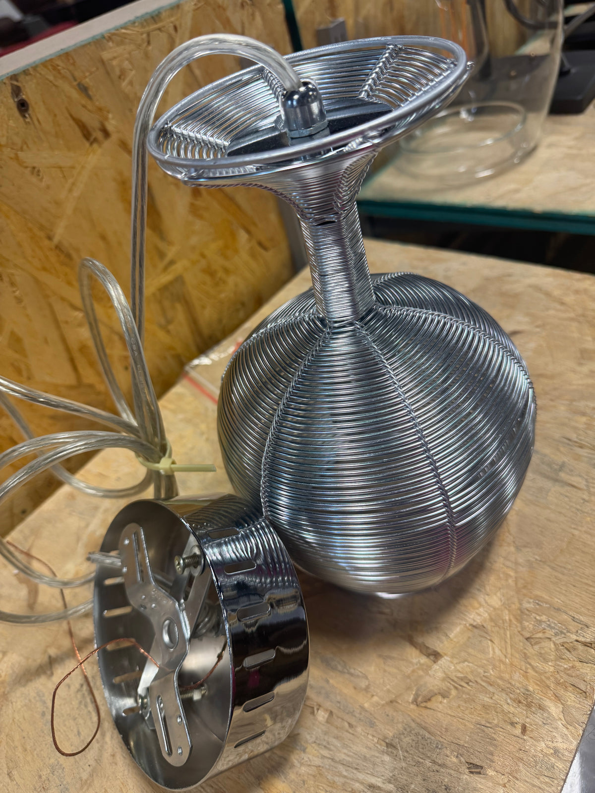 Wire-Wrapped Glass Pendant Light