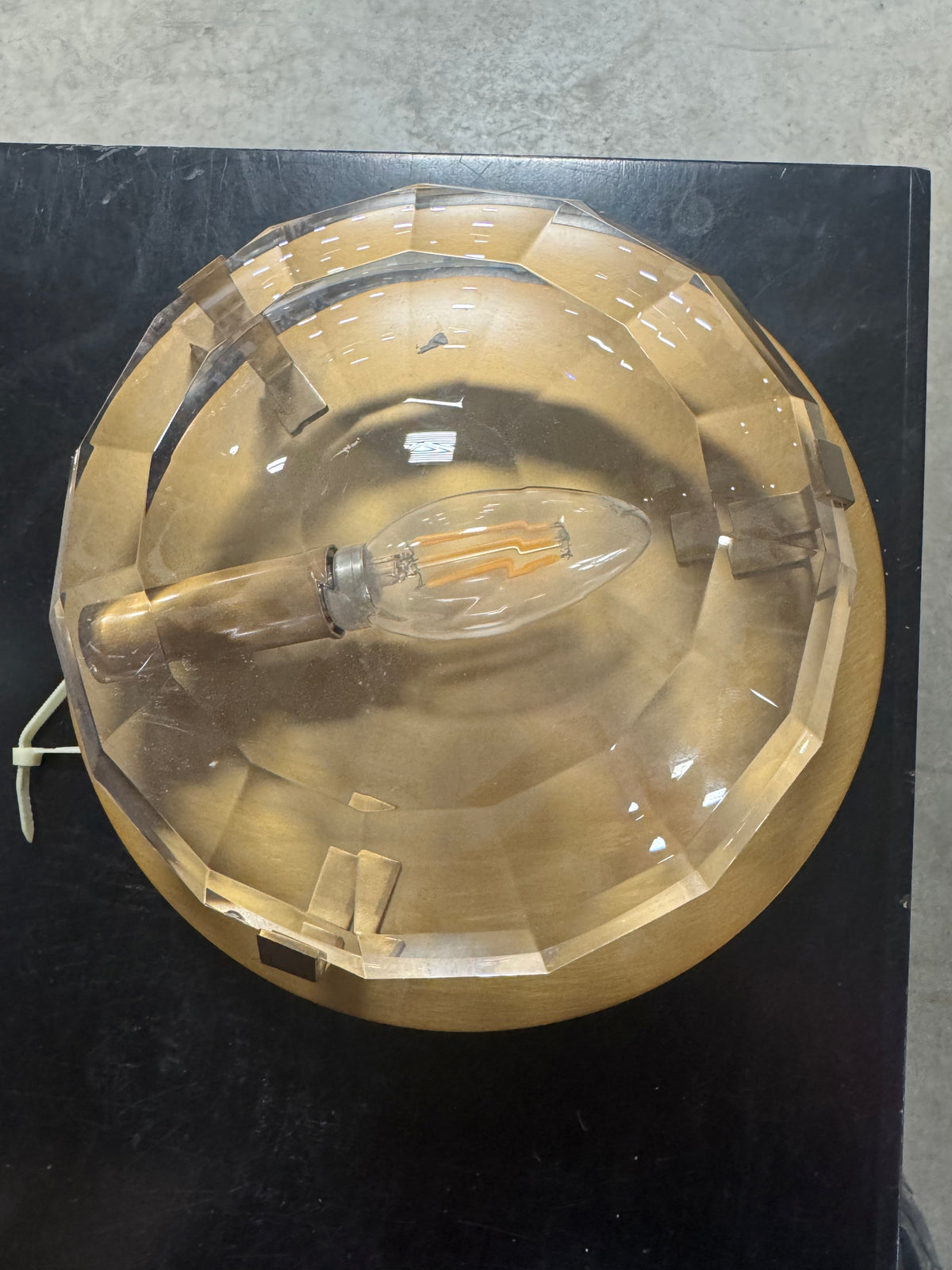 Vintage Crystal Flush Mount Ceiling Light - Brass Finish