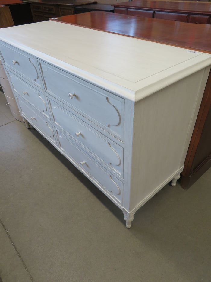 56"W Solid Wood Dresser with 6-Drawers in White