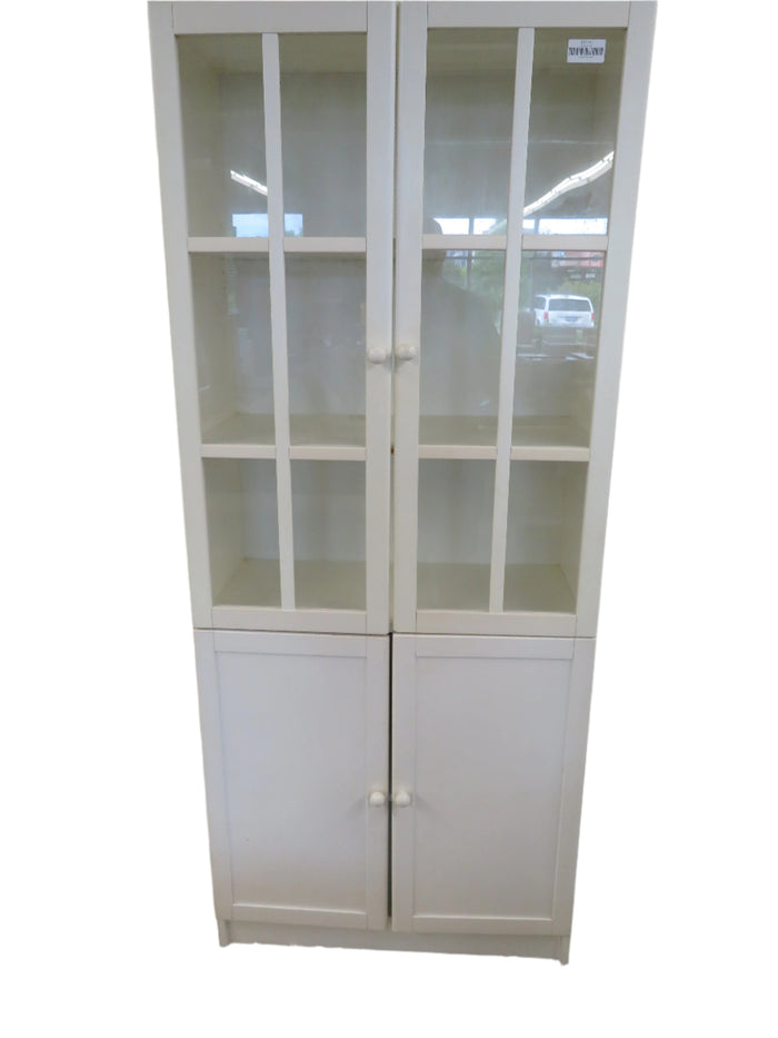 31"W Off White Cabinet with Glass Doors