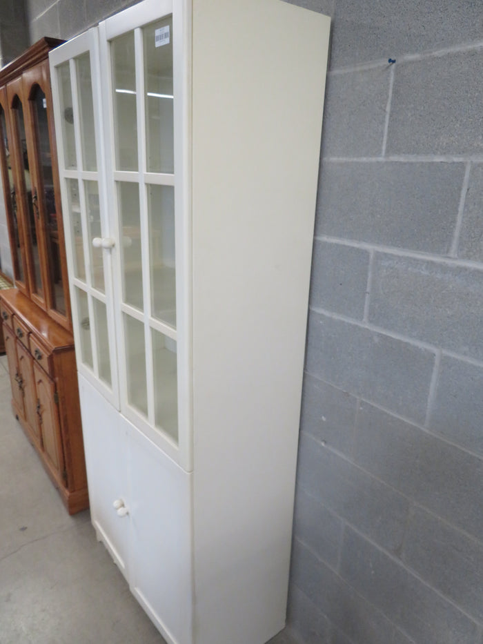 31"W Off White Cabinet with Glass Doors