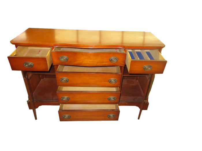 59"W Vintage Mahogany Sideboard Dresser