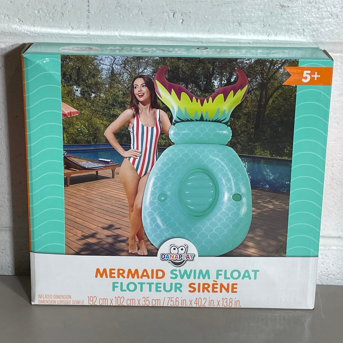 Danaplay 75.6-in x 40.2-in x 13.8-in Inflatable Mermaid Swim Float