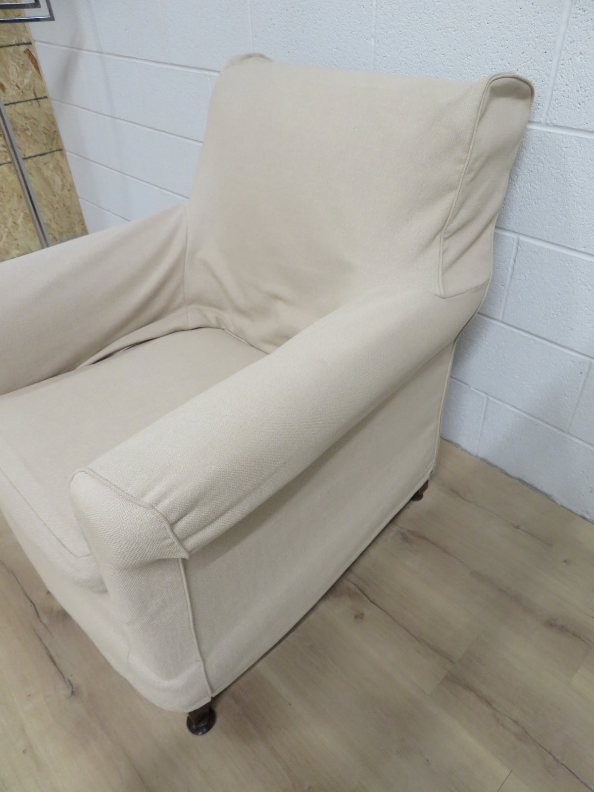 32"W Armchair with Beige Slip Cover