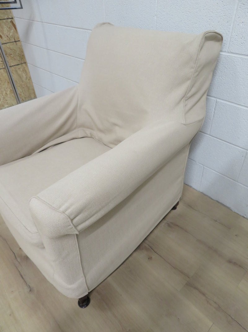32"W Armchair with Beige Slip Cover