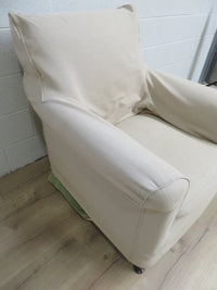 32"W Armchair with Beige Slip Cover