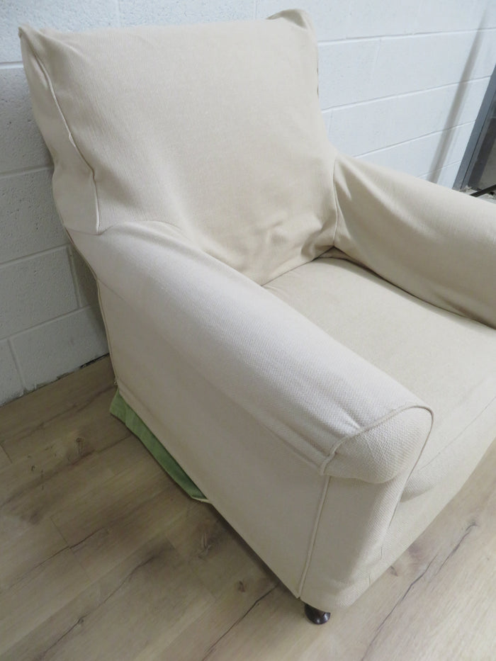 32"W Armchair with Beige Slip Cover