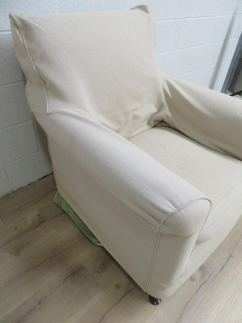 32"W Armchair with Beige Slip Cover