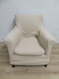 32"W Armchair with Beige Slip Cover